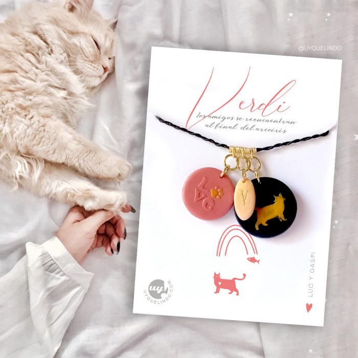 Pet lover necklace with cat pendant, Model PV12