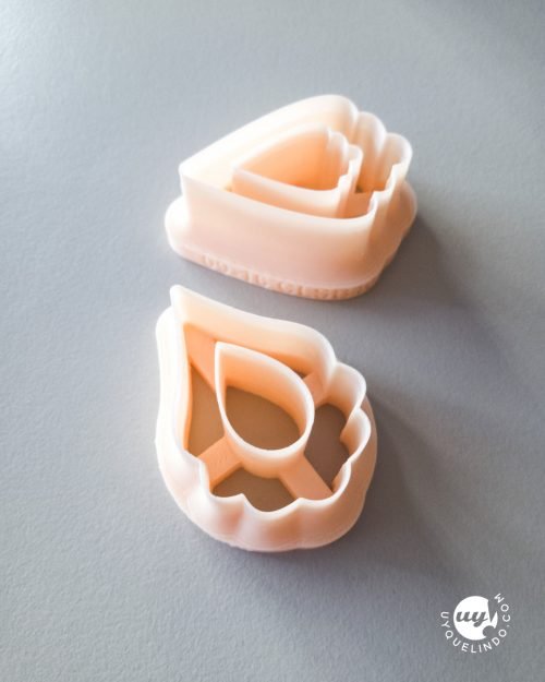 Drop-shaped cutter with floral border for polymer clay