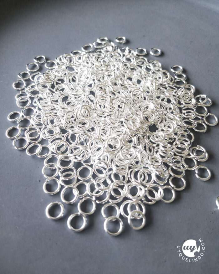 Silver plated steel jump ring 5 mm, open, stainless steel 304, 50 pcs.