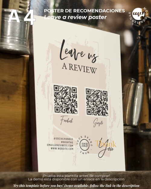 Leave a review QR editable table sign