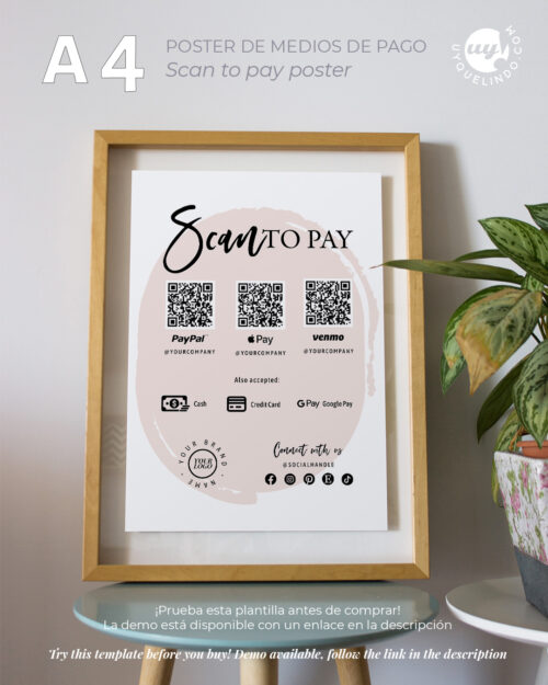 Scan to Pay editable table sign