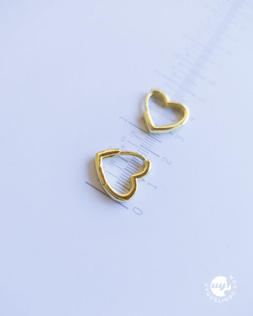 18k gold plated heart huggies earrings