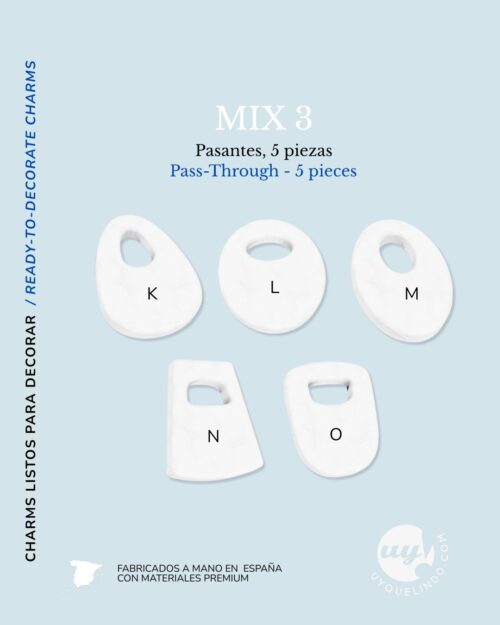 Charms en blanco para decorar con perforación (5 unidades)