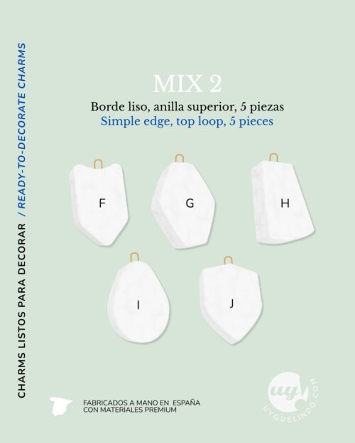 Charms en blanco para decorar borde liso (5 unidades)