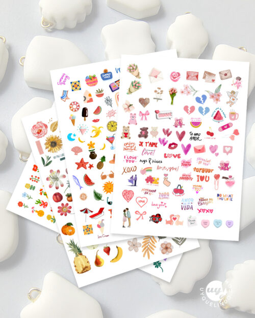 Transfer decals para decorar charms y pequeñas piezas<span> - </span>3 hojas