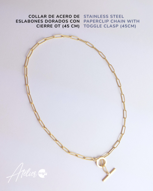 Collar paper clip chapado en oro 18k — Cierre OT