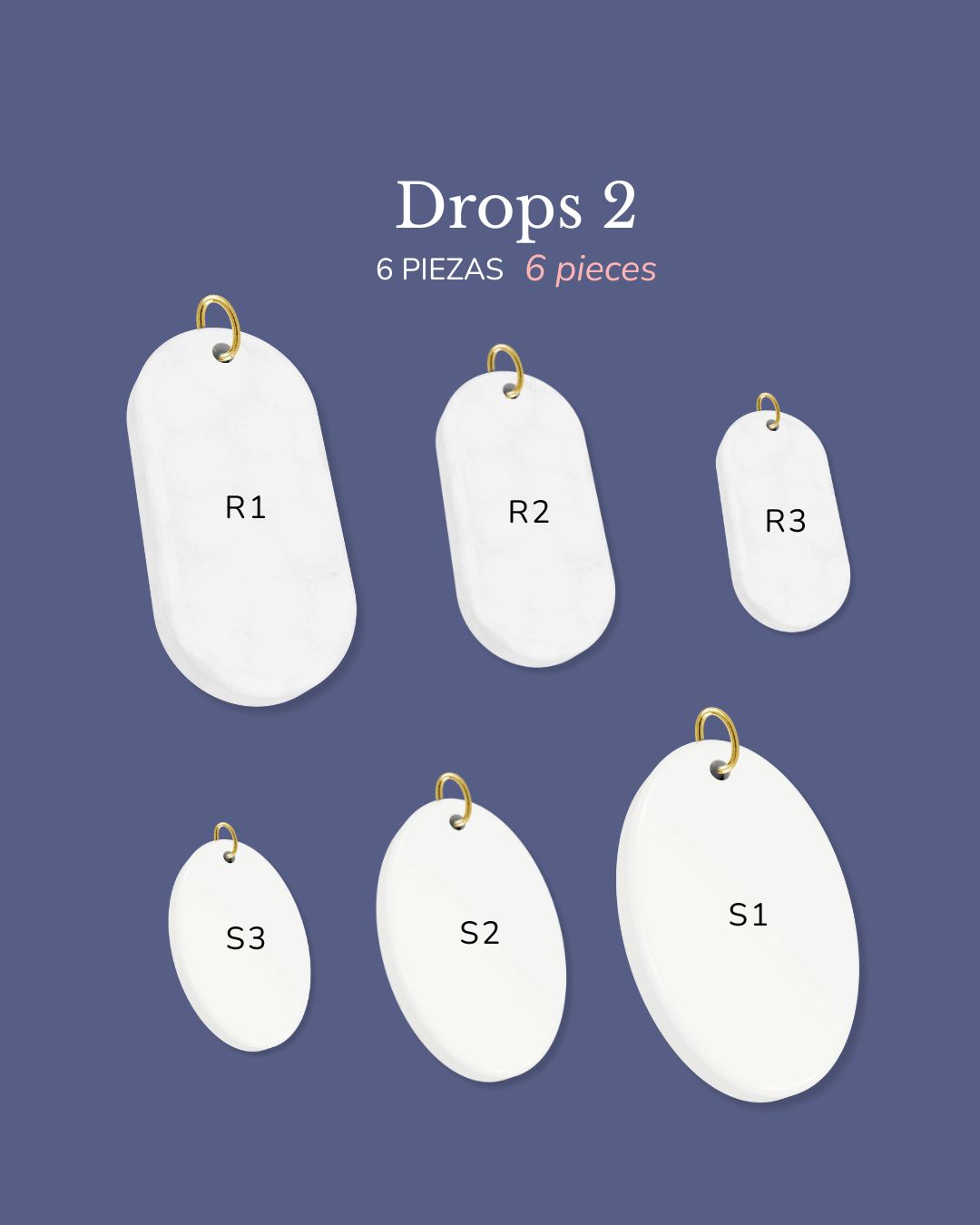 Colgantes de collar en blanco para personalizar - Drops 2 - 5 unidades