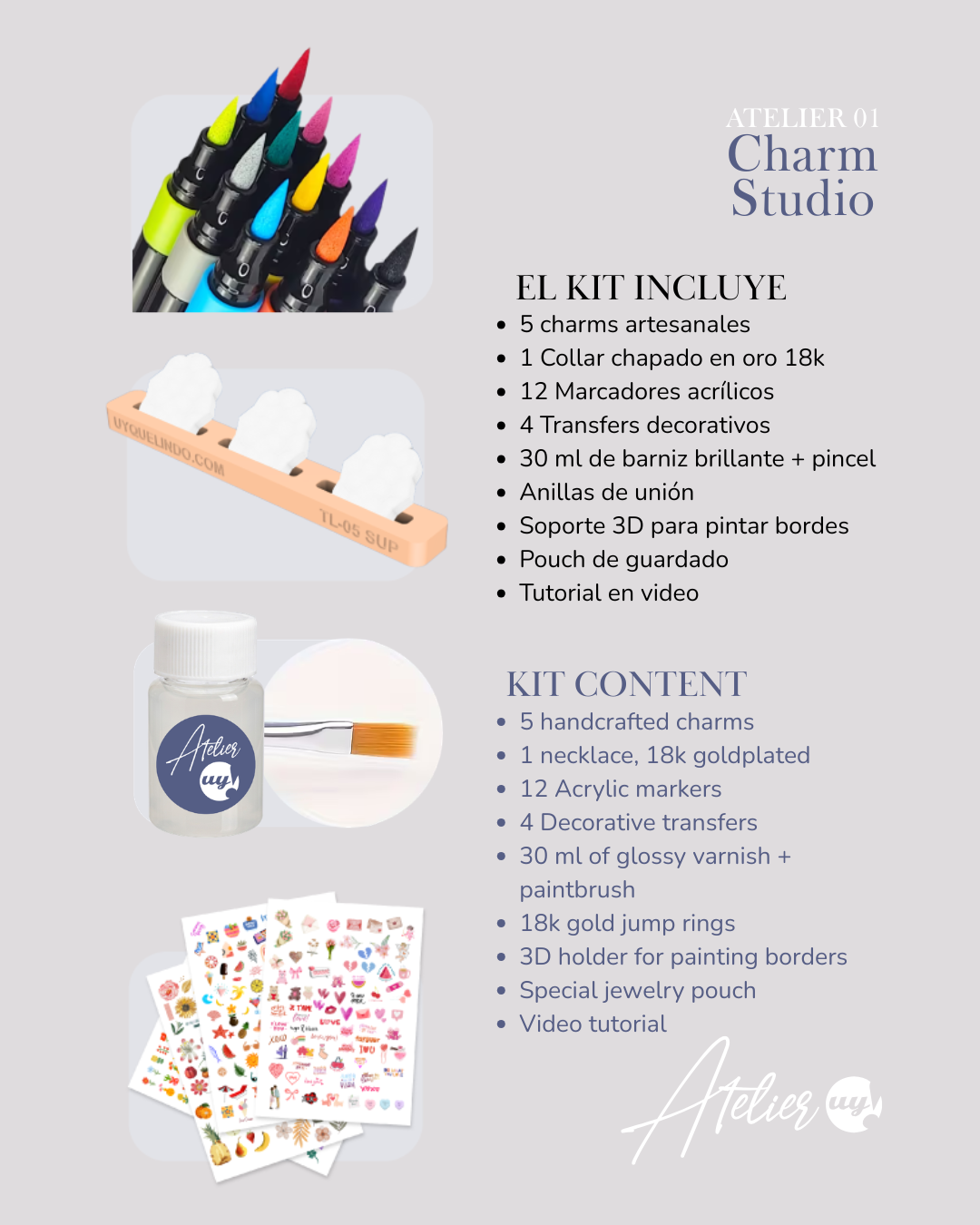kit para crear un collar de charms artesanales