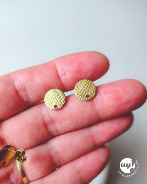 Puces d'oreilles avec fermoirs 10mm, acier inoxydable plaqué or 18K, 2 pcs