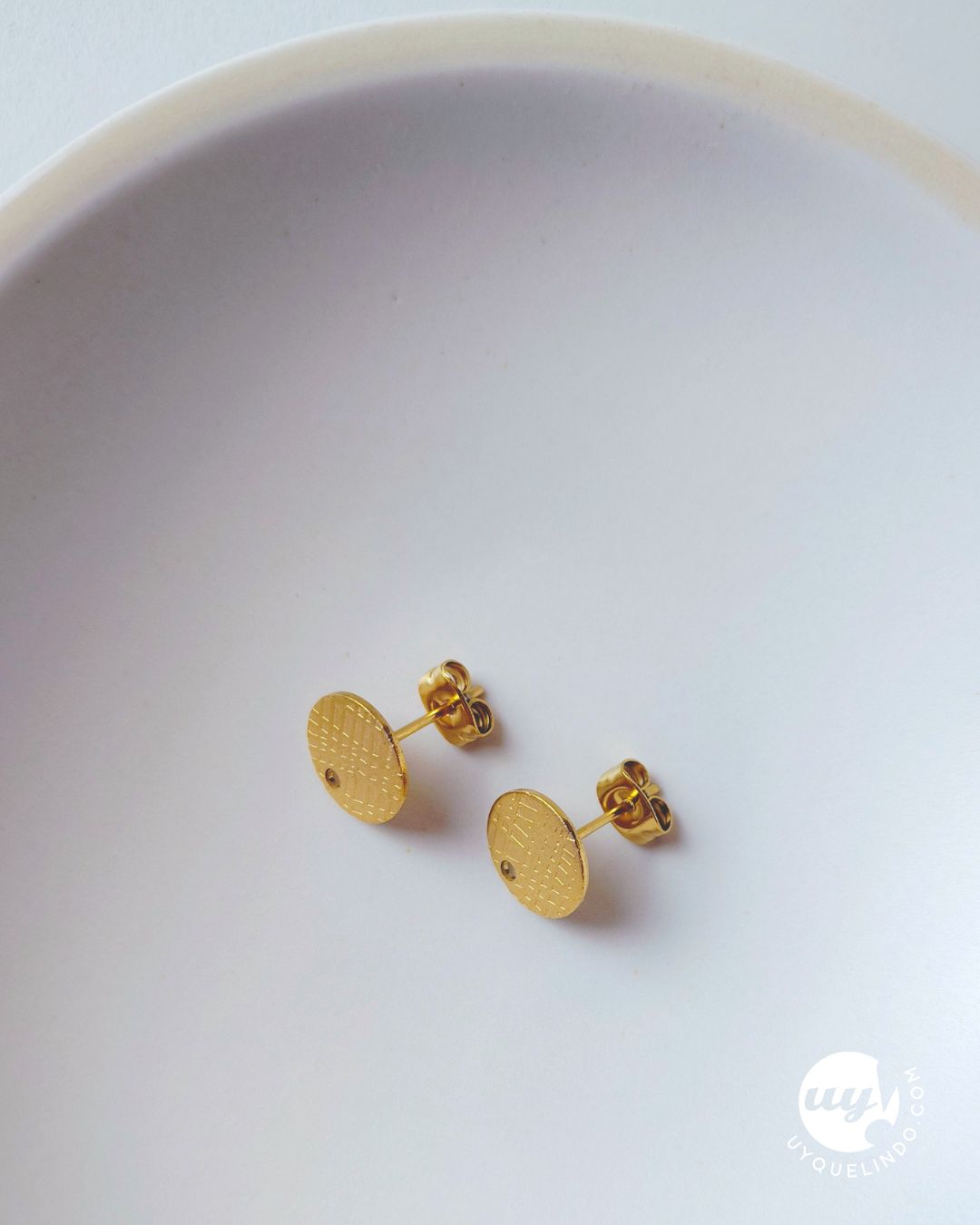 Puces d'oreilles avec fermoirs 10mm, acier inoxydable plaqué or 18K, 2 pcs